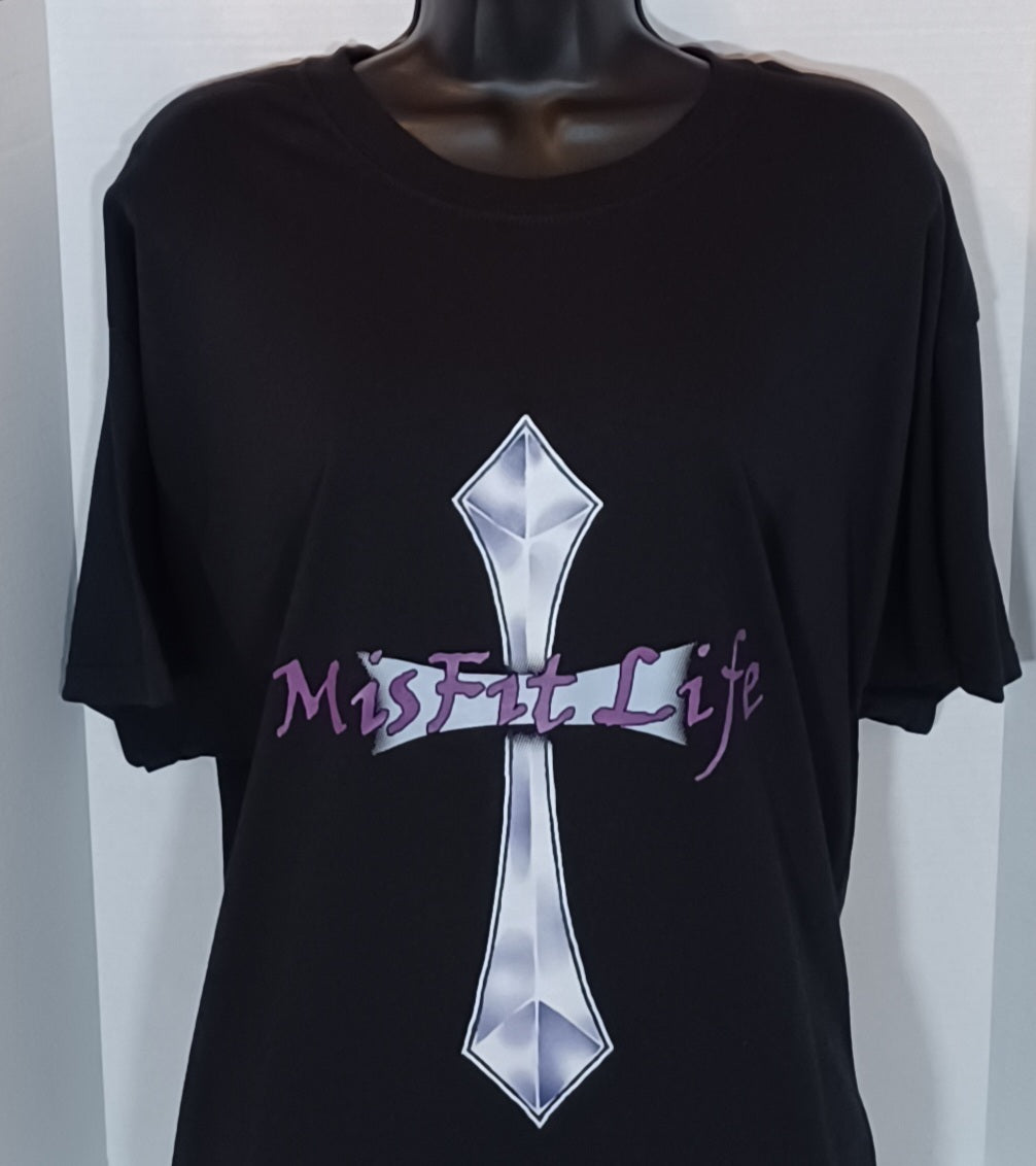Misfit Life Black with Purple Lettering Short Sleeve T-Shirt