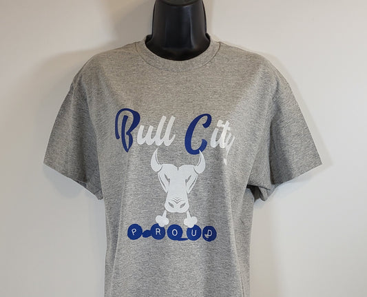 Bull City Proud Bull Face Gray Short Sleeve T-Shirt
