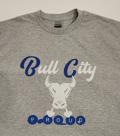 Bull City Proud Bull Face Gray Short Sleeve T-Shirt