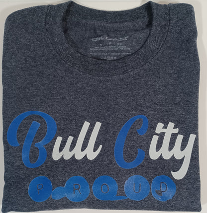 Bull City Proud Heather Gray Short Sleeve T-Shirt (letters only)