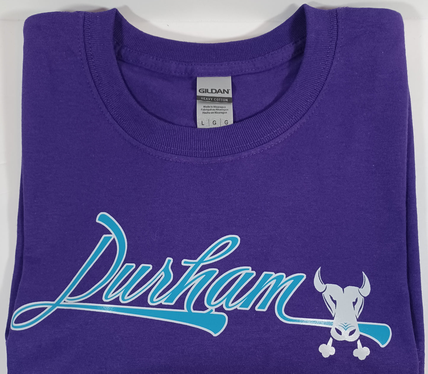 Durham - Dark Purple Short Sleeve T-Shirt with Small Bull Face