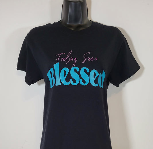 Feeling Sooo Blessed Turquoise/Black Short Sleeve T-Shirt